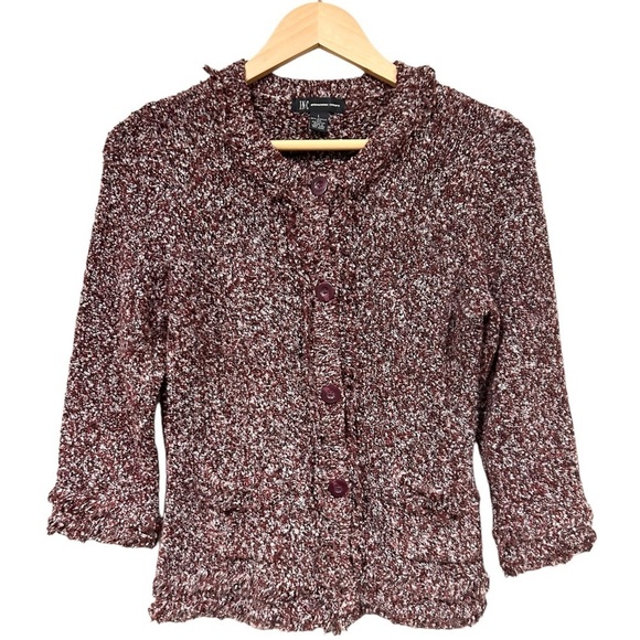 INC International Concepts Maroon Speckled Cardigan Button Down Large 90s Y2K - Picture 1 of 6
